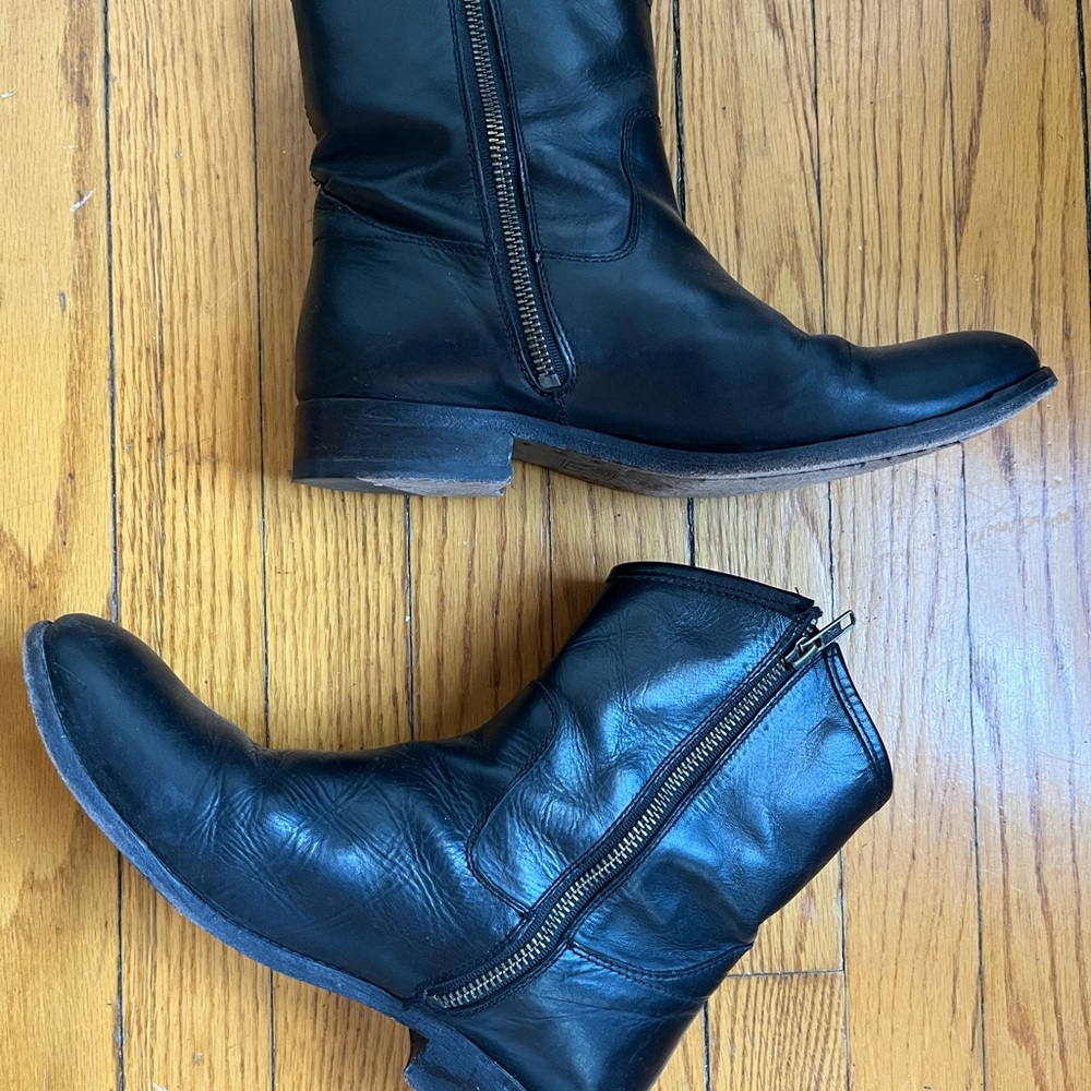 Womens Black Leather frye boots size 9 zipper